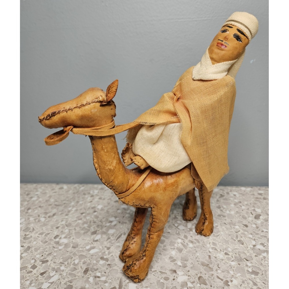 Vintage Leather Camel Rider Hand Stitched Hand Made Desert 9" X 6"